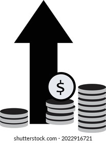 Money growth icon on white background. concept of income increase sign. financial boost chart symbol. flat style.