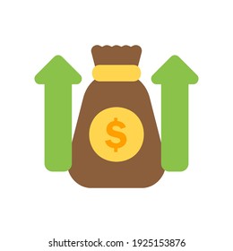 Money Growth icon vector illustration in flat style about marketing and growth for any projects, use for website mobile app presentation