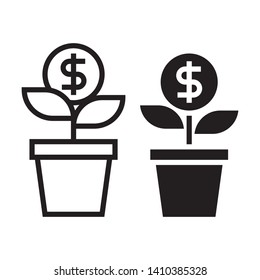 Money growth icons. Simple design. Line vector. Isolate on white background.
