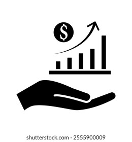 money growth increase hand icon. color editable .on white background
