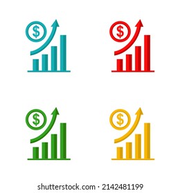 Money growth increase icon, progress marketing, thin line symbol on white background - vector illustration eps10