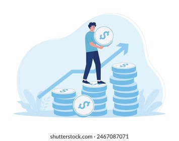 money growth is increasing trending concept flat illustration