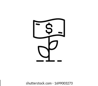 Money growth line icon. Vector symbol in trendy flat style on white background. Web sing for design.