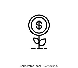 Money Growth Line Icon. Vector Symbol In Trendy Flat Style On White Background. Web Sing For Design.