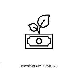 Money growth line icon. Vector symbol in trendy flat style on white background. Web sing for design.