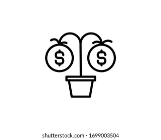 Money growth line icon. Vector symbol in trendy flat style on white background. Web sing for design.