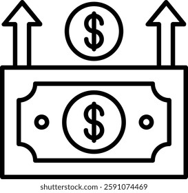 Money Growth Line Vector Icon Design