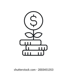 Money growth linear icon. Investment. Thin line customizable illustration. Contour symbol. Vector isolated outline drawing. Editable stroke