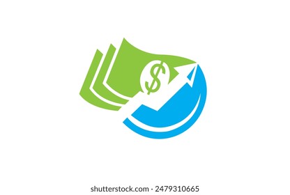 logo de crecimiento de dinero flecha diseño de Vector logotipo de Plantilla