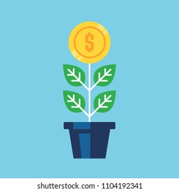 Money Growth.. Modern flat style vector illustration.