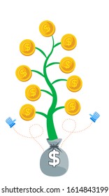 money growth plant , investment concept vector illustration