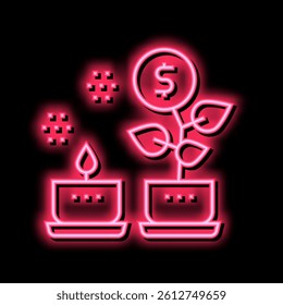 money growth plant neon light sign vector. money growth plant illustration