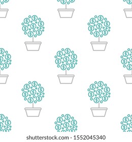 Money growth seamless pattern design, Repeat textile design. Fabric print.
