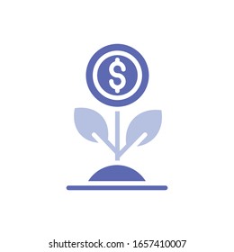 Money Growth Vector illustration. Business Investment and Growth Glyph Style icon. EPS 10