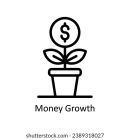 Money Growth vector   outline Design illustration. Symbol on White background EPS 10 File