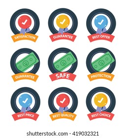 Money guarantee icon set