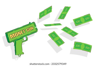 Ilustración vectorial de la máquina de fabricación de armas de dinero. EPS 10