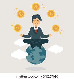 Money Guru, professional investor. Investment concept illustration