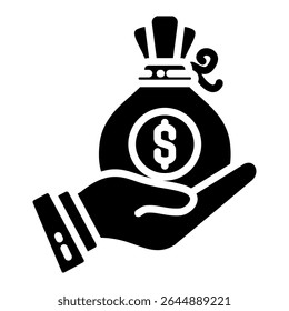 Das Symbol für den Geldgylfen. Einfaches Vektorsymbol-Design im Gylph-Stil. Bearbeitbares Vektorformat