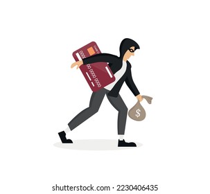 money hacker virtual thief. cyber attack. vector.
