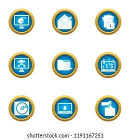 Money hacking icons set. Flat set of 9 money hacking vector icons for web isolated on white background