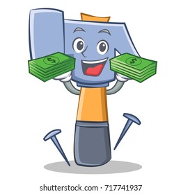 With money hammer character cartoon emoticon