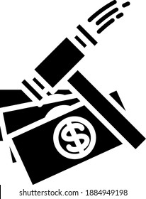 Money and Hammer symbolising  Penalty icon, vector icon