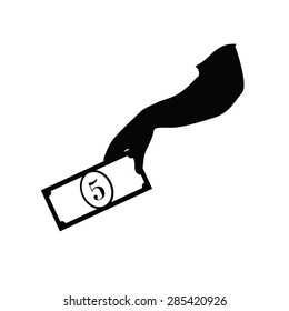 money in hand black vector