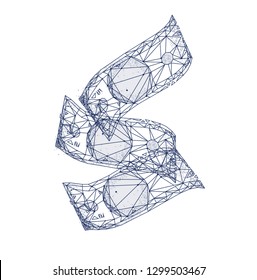 Money with hand. Business illustration in innovation systems analytical. Graphics and development technologies in trade industry. Future technologies geometry style.