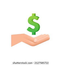 Money hand for concept design. Hand holding green money banknote