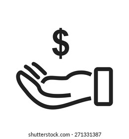 Money, hand, currency icon vector image. Can also be used for banking, finance, business. Suitable for web apps, mobile apps and print media.