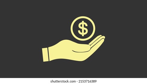 Money in hand, Dollar in hand icon vector. Earning dollar money concept icon vector illustration.