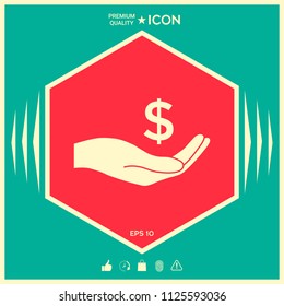 Money in hand, dollar symbol icon