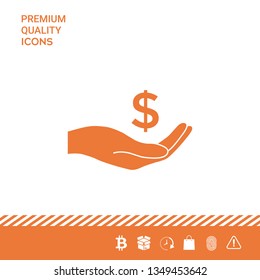 Money in hand, dollar symbol icon. Graphic elements for your design