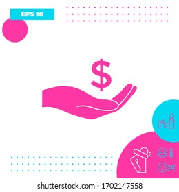 Money in hand, dollar symbol icon. Graphic elements for your design