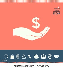 Money in hand, dollar symbol icon