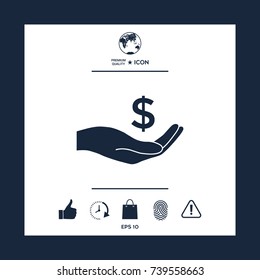 Money in hand, dollar symbol icon
