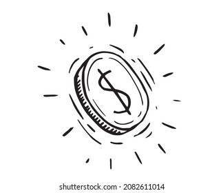 Dinero, ilustración de mano, vector.