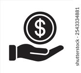 Money in hand icon. Income, budget, payment icon