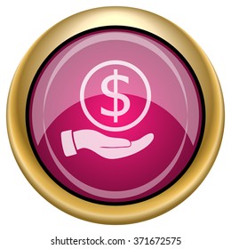 Money in hand icon. Internet button on white background. EPS10 vector.

