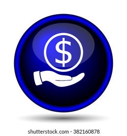 Money in hand icon. Internet button on white background. EPS10 vector