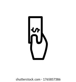 money and hand icon line art design