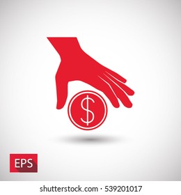 Money in hand  icon. One of set web icons