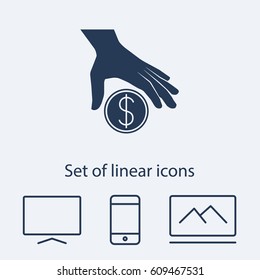 Money in hand  icon. One of set web icons