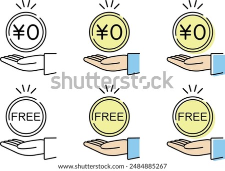 Money and hand icon set, for free