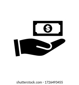 Geld in der Hand Symbol Vektor auf weißem Hintergrund