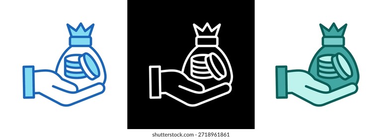 Dinero en mano Icon triple Ilustración vectorial