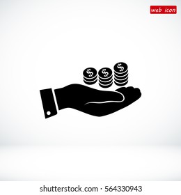 money in hand icon, vector best flat icon, EPS