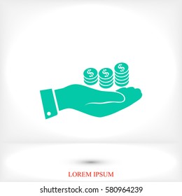 money in hand icon, vector best flat icon, EPS