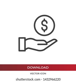 Money in hand icon vector. Simple money in hand sign in modern design style for web site and mobile app. EPS10